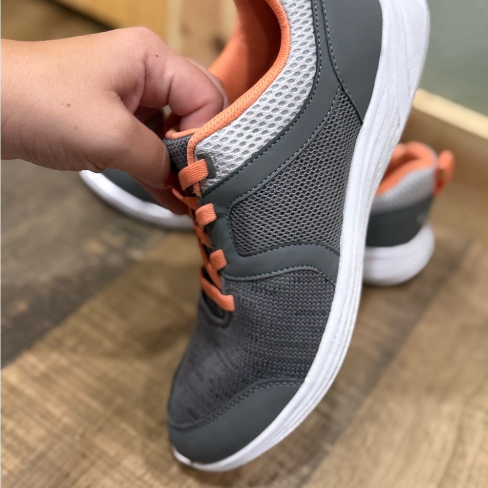 Women's Gray Athletic Sneakers with Coral Accents - Picture 5 of 8
